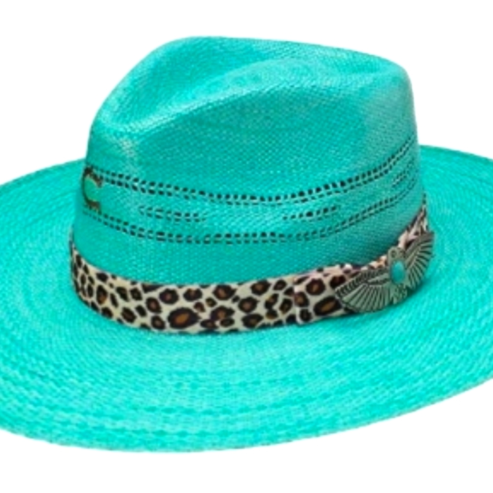 Turquoise Straw Hat